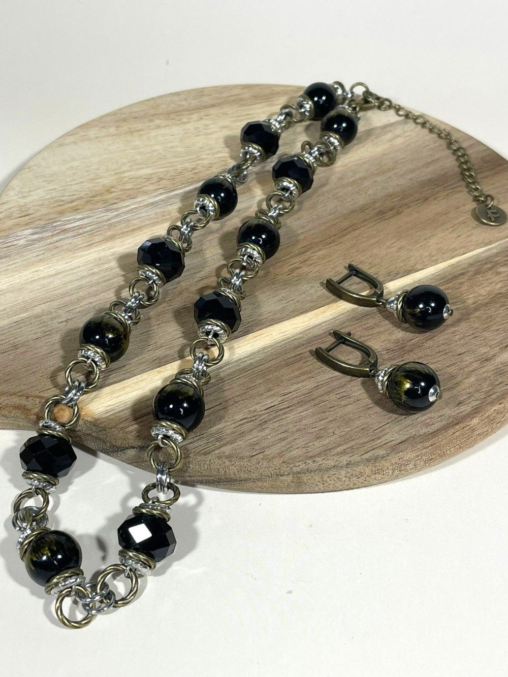 Комплект колье и серьги муранское стекло