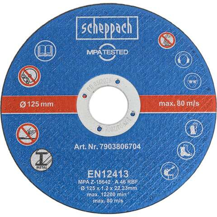 Набор отрезных дисков 12 шт. 125x1.2x22.23 Scheppach 7903806704