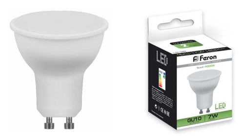 Лампа светод 7W GU10 белый свет