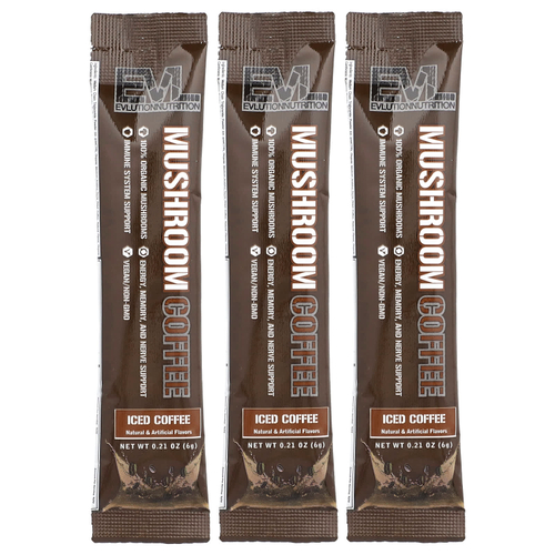 EVLution Nutrition, Mushroom Coffee, холодный кофе, 6 г (0,21 унции)