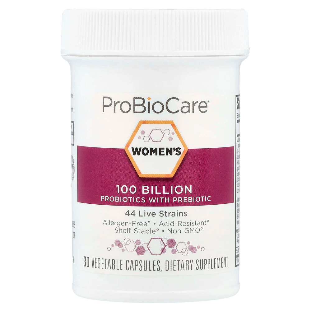 ProBioCare, Пробиотики для женщин с пребиотиками, 100 млрд, 30 растительных капсул