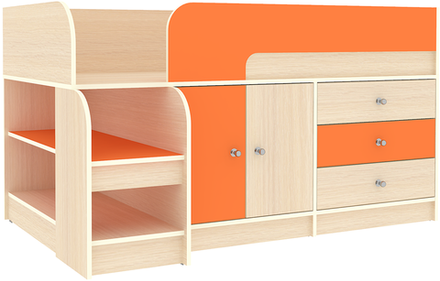 Кровать-чердак КарИВи Астра 9, 1  Дуб Молочный Оранжевый