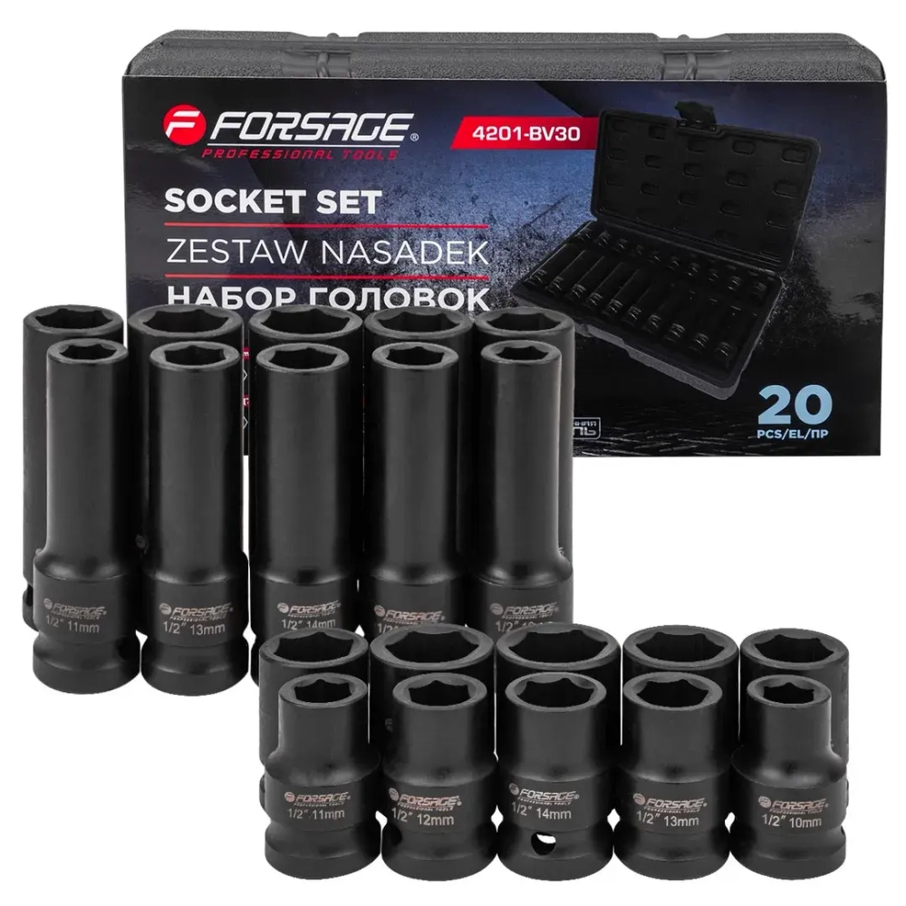 Набор головок 20пр. 1/2''6гр Forsage F-4201-BV30