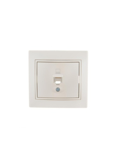 Розетка компьютерная 1-м СП Mira RJ45 16А IP20 со вставкой жемчуж./бел. перламутр. LEZARD 701-3030-139