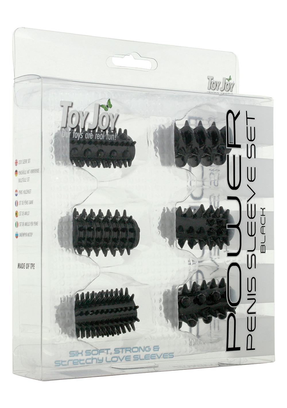 Набор из 6 чёрных насадок POWER PENIS SLEEVE SET