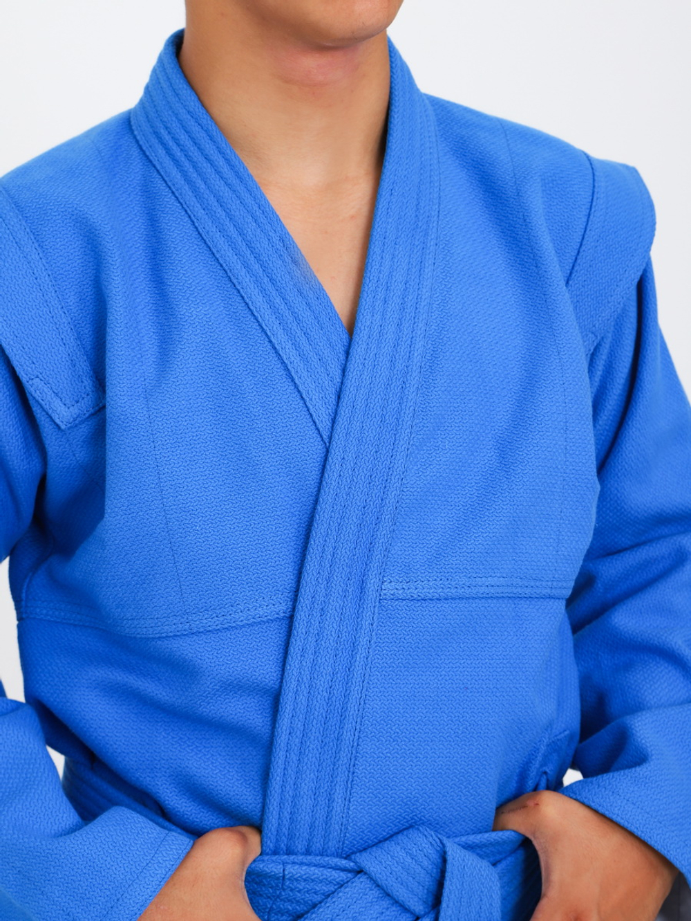 Куртка для САМБО с поясом, плотностью 580 г/м² с подкладкой синяя