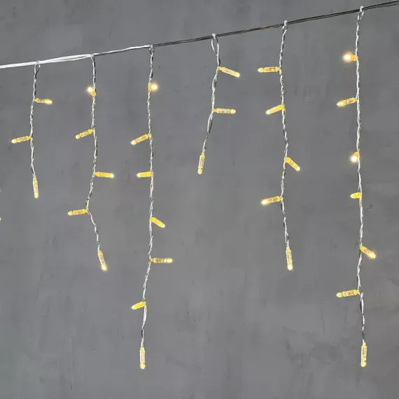 Светодиодная бахрома с колпачком 4,9 x 0,5 м тепло-белая 220В, 200 LED, провод прозрачный ПВХ, IP65 (PIL200CAP-10-2WW)