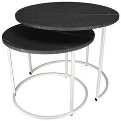 Стол журнальный МеталлАрт М001 черный мрамор/белый