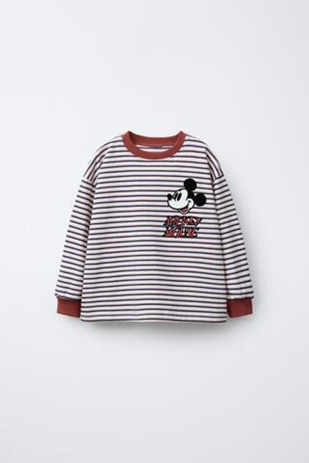 ZARA ФУТБОЛКА В ПОЛОСКУ «МИККИ МАУС» © DISNEY СРЕДНЕЙ ПЛОТНОСТИ, ЭКРЮ