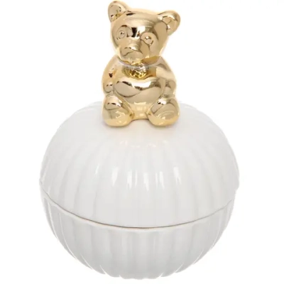 Шкатулка керамическая «GOLD Podarok», мишка, цвет белый, 11*9*3см (в инд. коробке)