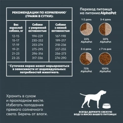 Alphapet superpremium сухой полнорационный корм для взрослых собак средних пород с чувствительным пищеварением с бараниной и потрошками - 2 кг