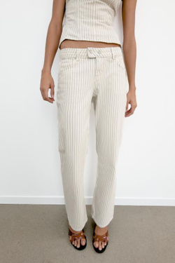 ZARA ДЖИНСЫ TRF ПРЯМОГО КРОЯ В ПОЛОСКУ С НИЗКОЙ ПОСАДКОЙ, ПОЛОСКИ