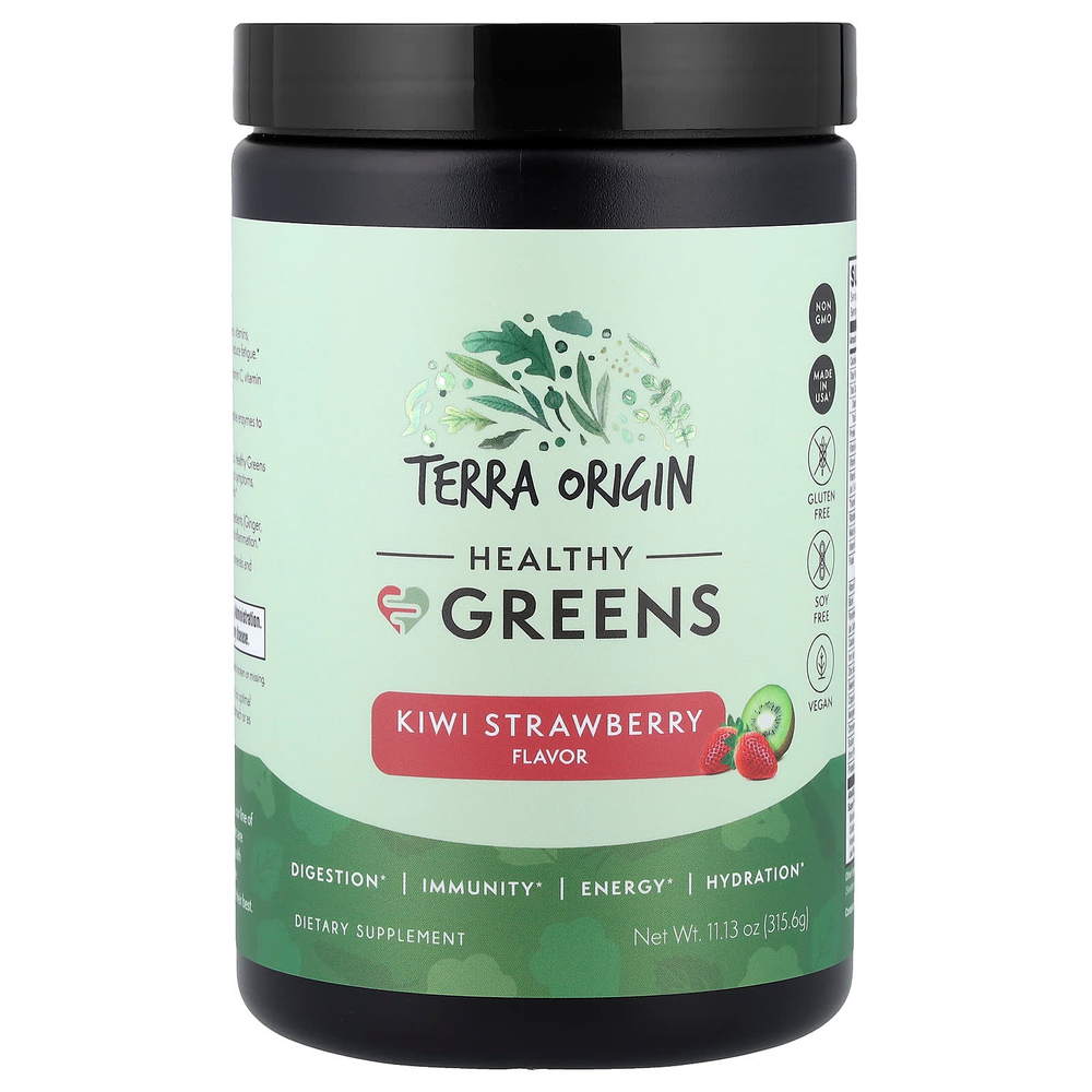 Terra Origin, Healthy Greens, киви и клубника, 315,6 г (11,13 унции)