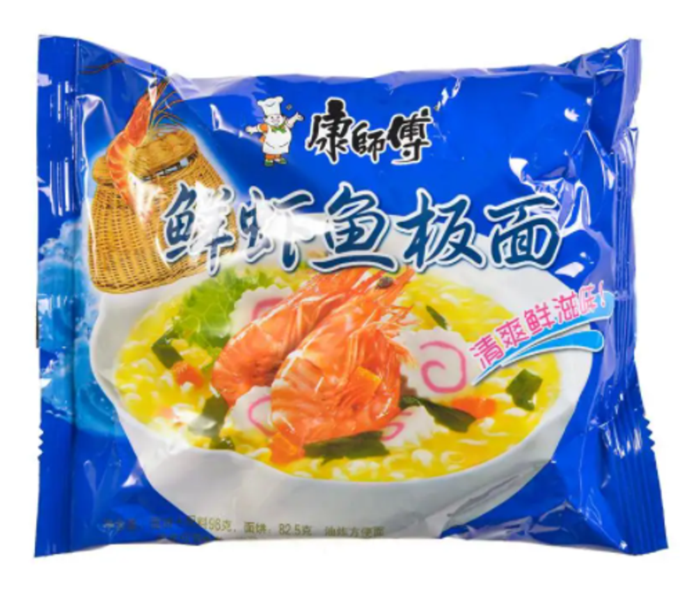 Лапша со вкусом креветок и рыбы Kangshifu пакет 98г