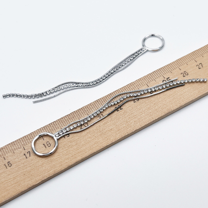 Подвеска Кисточка, цвет серебро (родий), фианиты, размер 100*12,5 мм, цена за 1 шт