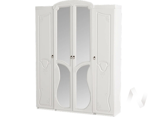 Шкаф 4-х ств Спальня Мария (белый/белый глянец холодный)