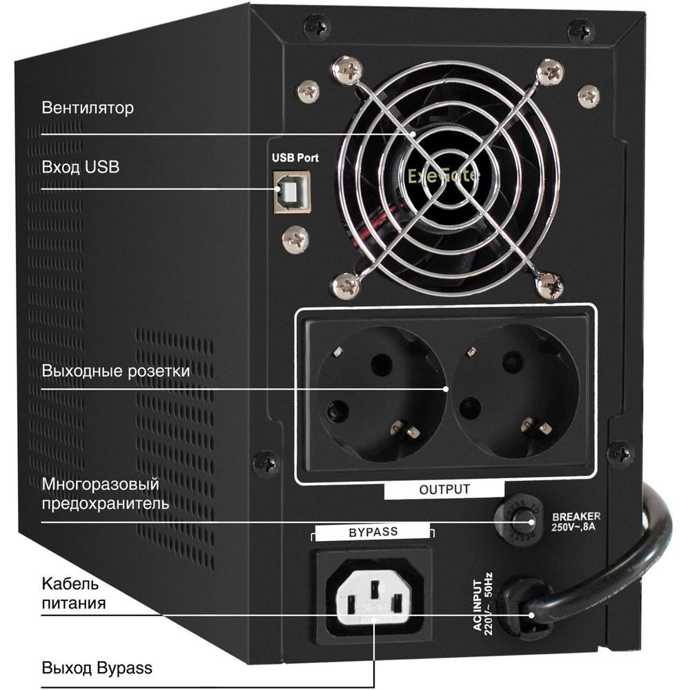 Источник бесперебойного питания  Exegate SineTower SN-1000.LCD.AVR.2SH.1C13.USB