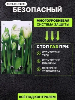 Газовый водонагреватель проточный GENBERG ДЕКОР ЭКО 210.01 Тюльпаны 20 кВт 10 л. / Газовая колонка