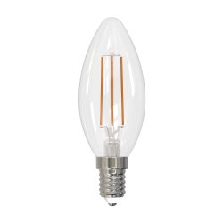 LED-C35-7W-4000K-E14-CL-SLF Лампа светодиодная. Форма свеча. прозрачная. Белый свет 4000K. ТМ Volpe