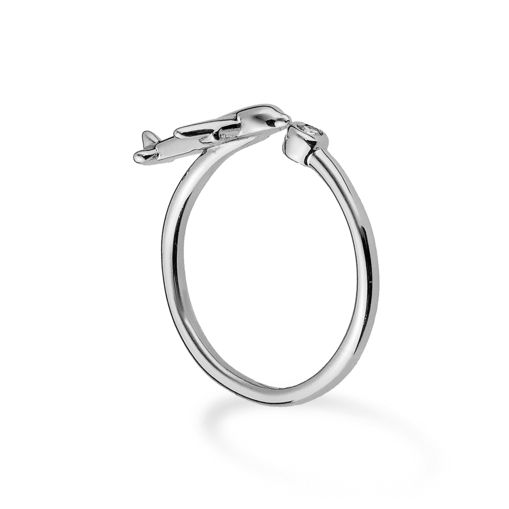 Латунное кольцо "Летящий самолёт" silver