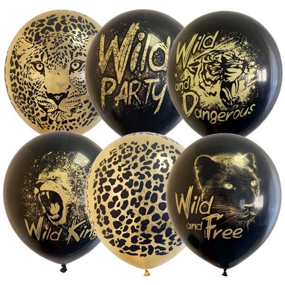 Воздушные шары Латекс Оксидентл с рисунком Wild Party, 25 шт. размер 12&quot; #6073275