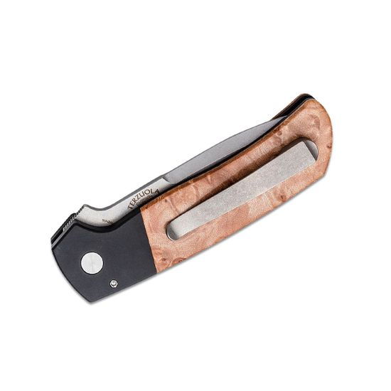 Складной нож Pro-Tech BT2706 Terzuola ATCF c клинком из стали CPM-Magnacut, рукоять алюминий / дерево (Кап клена)