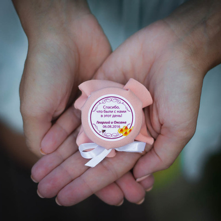 Бонбоньерка с медом на свадьбу в персиковом цвете, 35 грамм