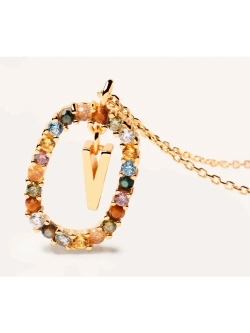 Колье Буква V серебро 925 пробы покрытое золотом