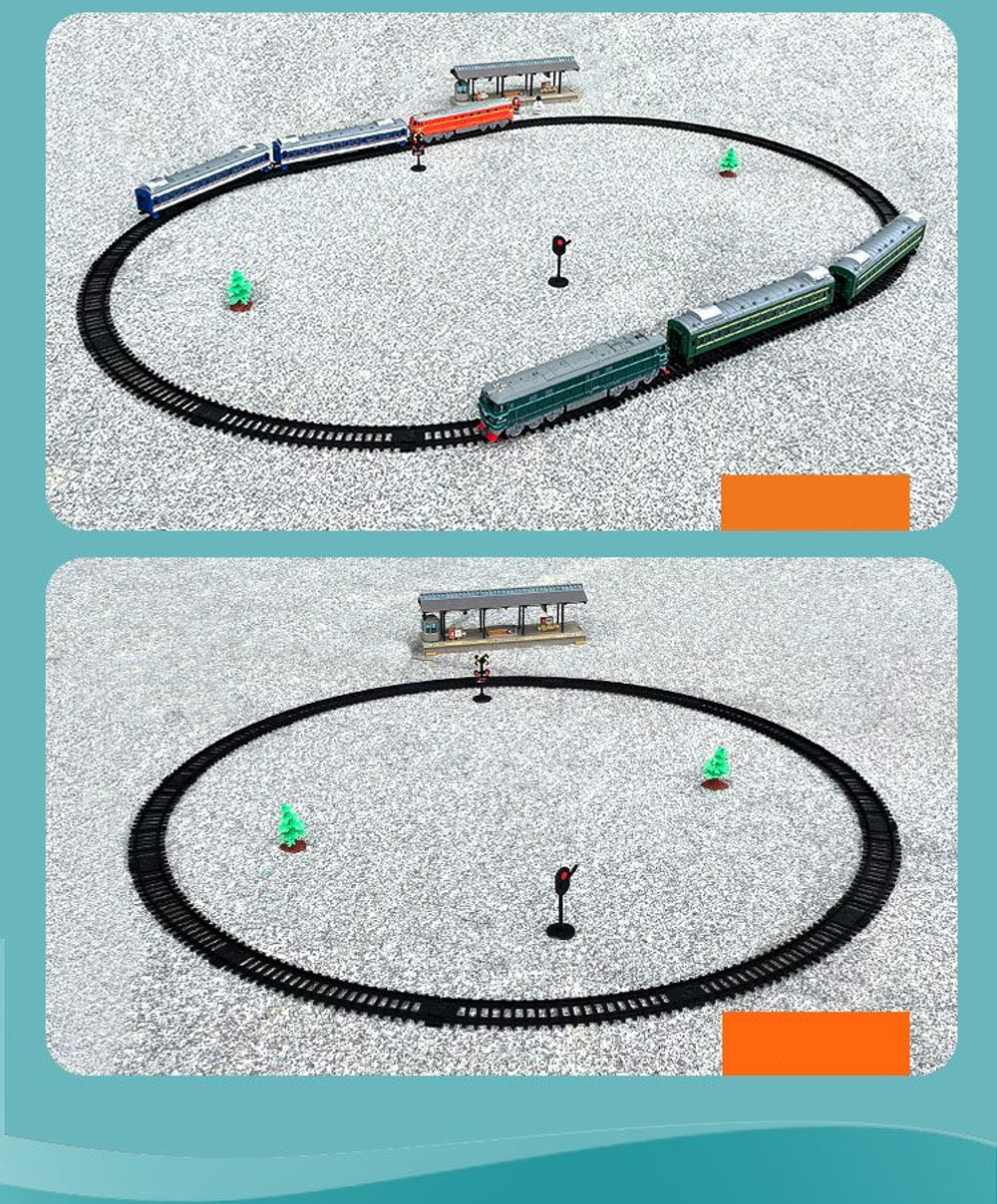 aole 22899 железная дорога , модель тепловоза Dongfeng 4B с двумя вагонами , размер путей 1.86 м на 1.03 м , цвет зеленый