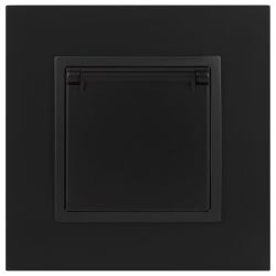 Розетка ЭРА Elegance 14-2103-05 с заземлением 2P+E Schuko со шторками с крышкой 16A-250В IP20 антрацит | Эра Elegance
