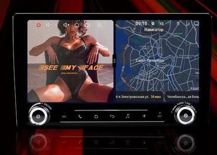 Магнитола в 10" рамку с экраном 9.2" QLED с крутилками - RedPower 850 PRO, Android 14, CarPlay, SIM-слот