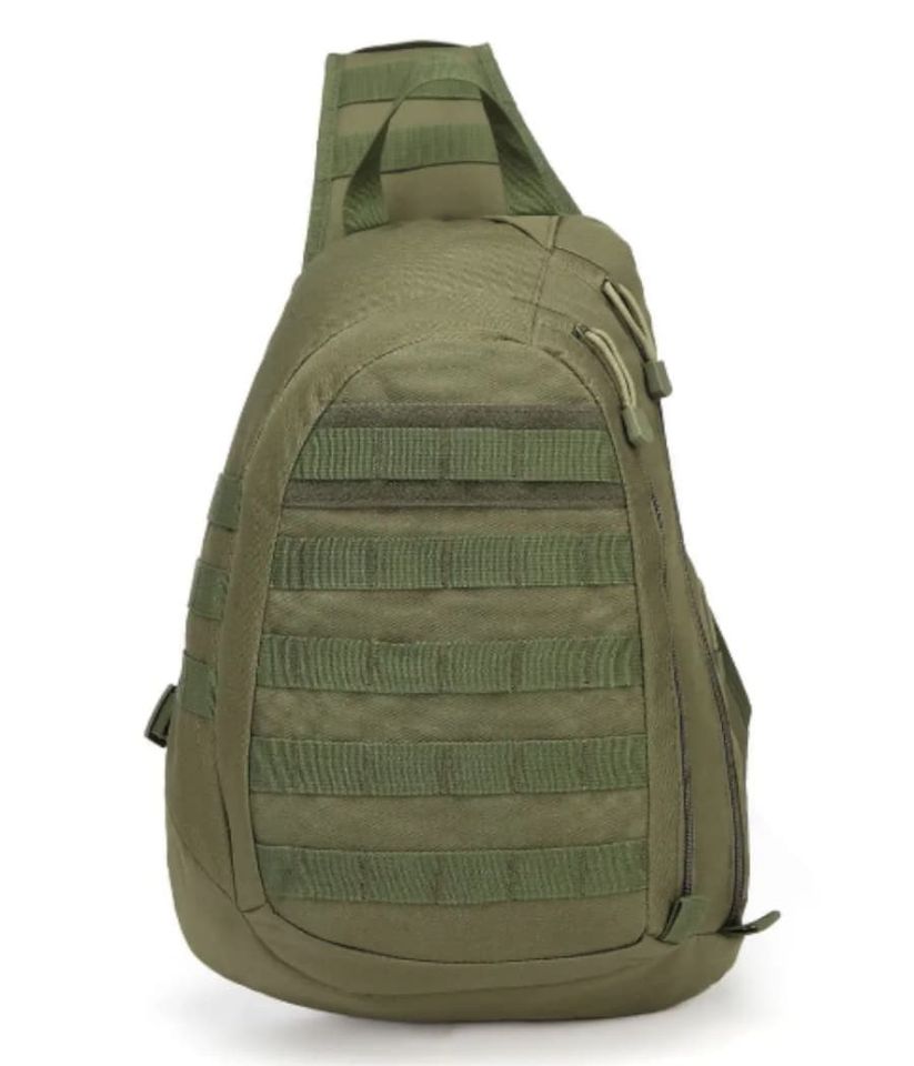 Сумка через плечо большая, молния сбоку (олива)