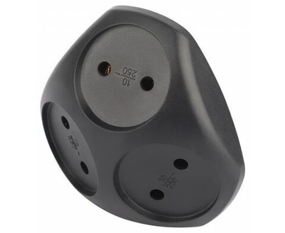 Разветвитель электрический ЭРА SPx-3-B на 3 розетки без заземления 10А черный