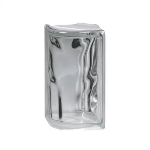 Угловой закругленный стеклоблок бесцветный волна Vitrablok   19x10x10x8