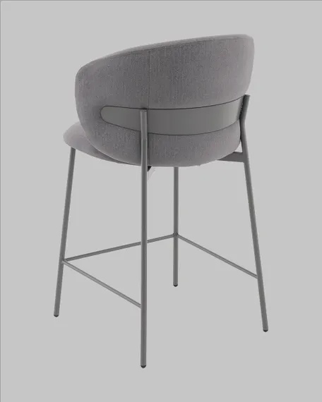 Полубарный стул Blaze 60 см, серый велюр, серые ножки
