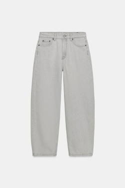 ZARA ЗАУЖЕННЫЕ ДЖИНСЫ СО СРЕДНЕЙ ПОСАДКОЙ — ZW COLLECTION, СЕРЫЙ