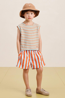 ZARA ФУТБОЛКА В ПОЛОСКУ, ПЕРСИКОВЫЙ