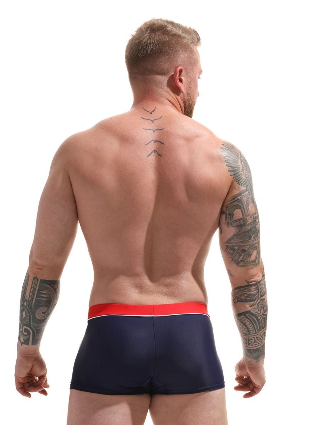 Пляжные боксеры с контрастными полосками по бокам (Размер: XL) (Цвет: темно-синий)
