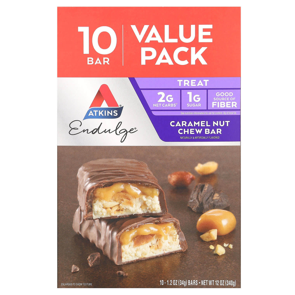 Atkins, Endulge, батончики с карамелью и орехами, 10 шт. по 32 г (1,2 унции)