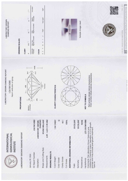 Лабораторный бриллиант 6.60 мм G/VS1 1.04 ct
