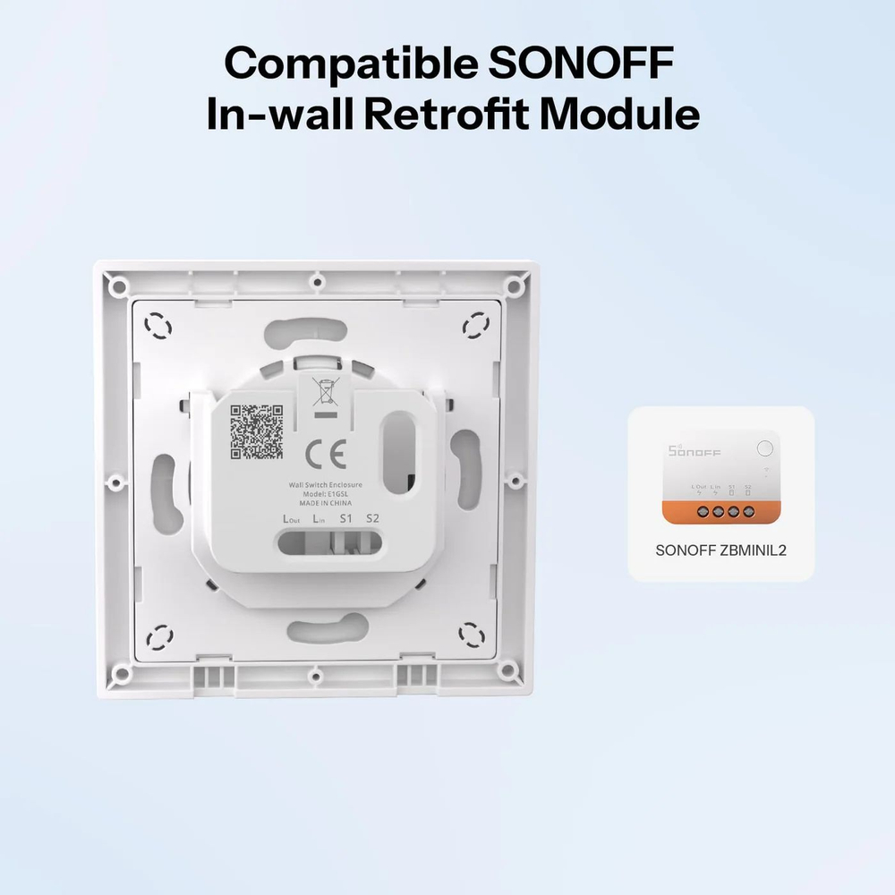 Одноклавишный Выключатель Sonoff E1GS Smart Fusion (для реле Sonoff ZBMINIR2/MINIR4M/MINIR4)
