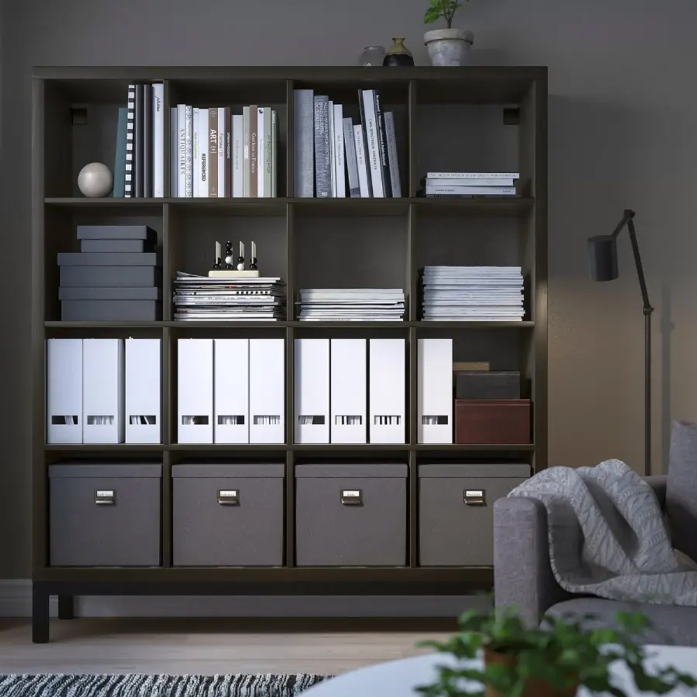 Стеллаж - IKEA KALLAX, 147х39х164 см, черно-коричневый/черный, КАЛЛАКС ИКЕА