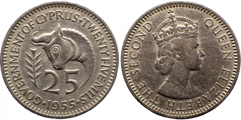 Кипр 25 милей, 1955 Бык XF