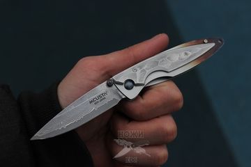 Складной нож Mcusta Kusumi Classic Damascus Folder MC-0031D c клинком из стали VG-10 San Mai (Laminated Stainlesss Damascus) рукоять Damascus