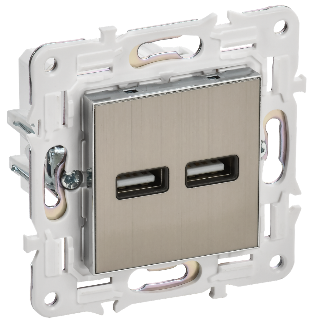 SKANDY Розетка USB A+A 3,1А SK-R15N металл никель IEK