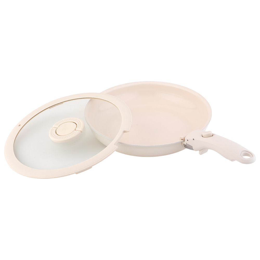 Набор посуды для приготовления со съемной ручкой smart ceramic, 7 предметов, цвета топленого молока