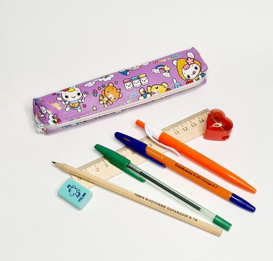 Пенал школьный с наполнением "Зайцы", 7 предметов