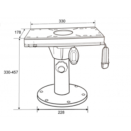 Стойка для сидений 325-457мм c переходником, алюминий