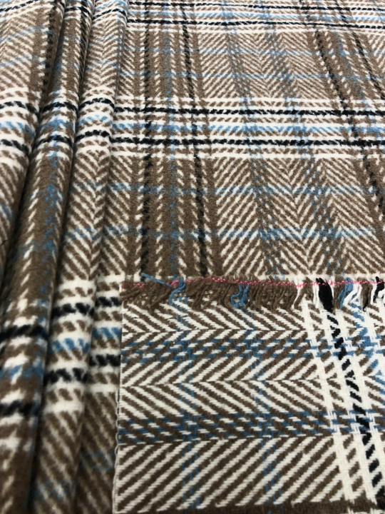 Костюмная принт клетка, беж/голубой, вискоза