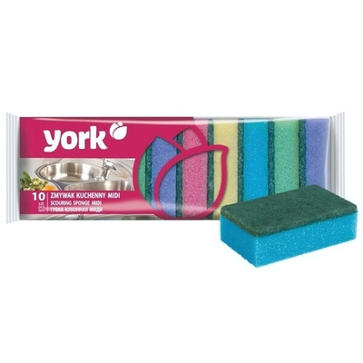 Губки для посуды 10 шт 8х5х2,5см YORK